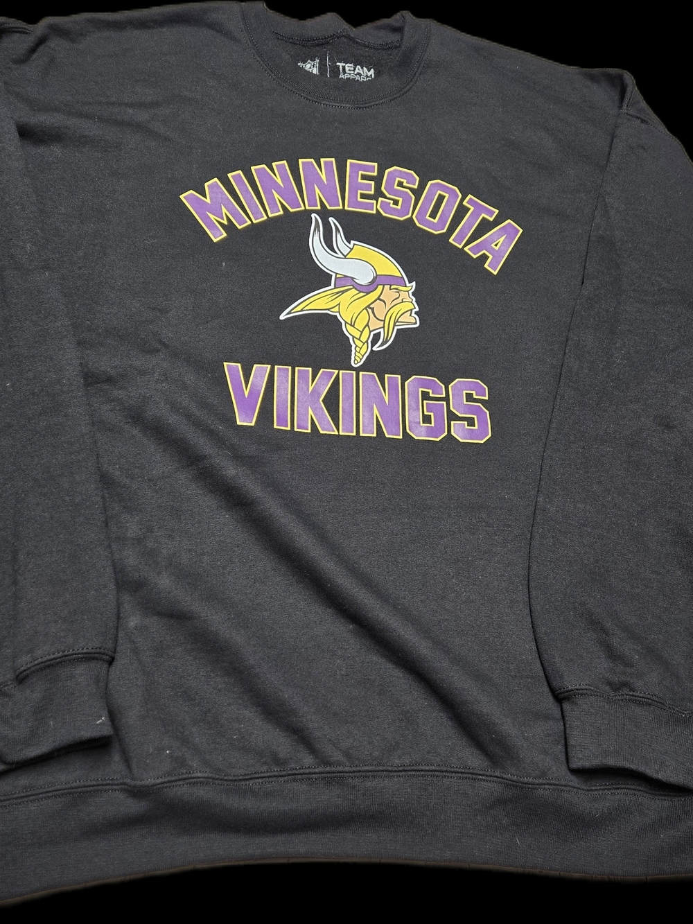 Minnesota Vikings NFL Team Apparel Black Crewneck Sweatshirt 2XL